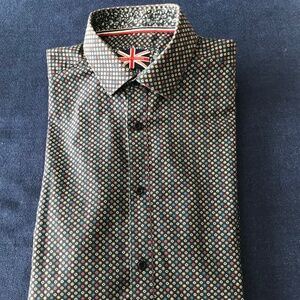 Soul of London Men’s Shirt US 15 1/2  Navy Colour circle Pattern